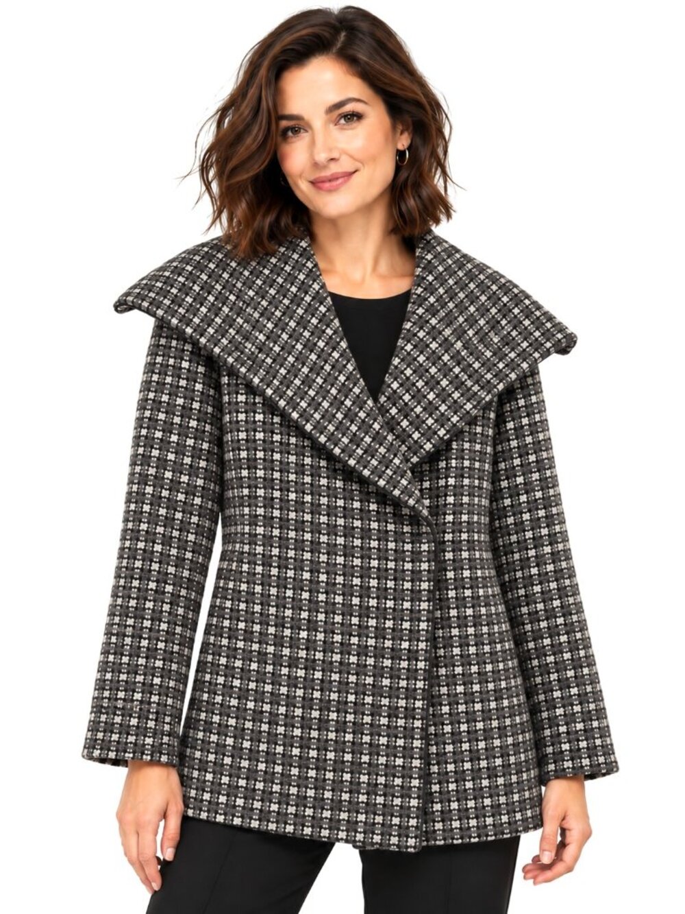 Beyond Threads Grey Plaid Alpaca Wool Jacket